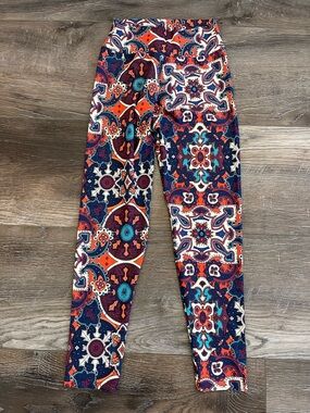 Liquido Paisley Mosaic Leggings in Orange, Navy & Teal NWT size S